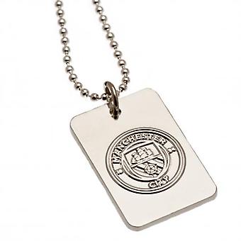 Manchester City versilbert Hundemarke & Kette