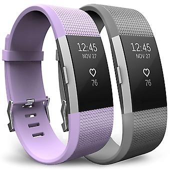 Yousave Fitbit Gebühr 2 Riemen 2er-Pack (klein) - Flieder/grau