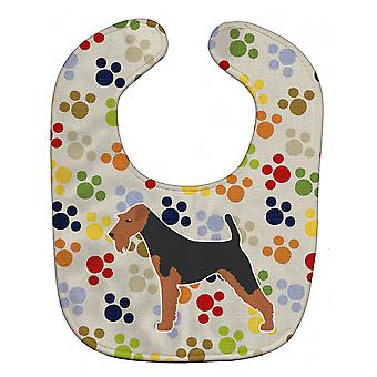 Carolines Schätze BB6362BIB Airedale Terrier Pawprints Baby Lätzchen