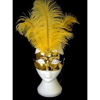 Superior-Metallic Gold Gefiederte Augenmaske (1)