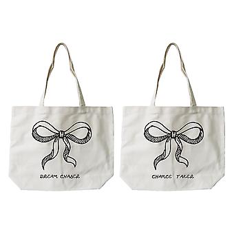 Women's Cute Eco-friendly Best Friend Matching Natural Canvas Tote Bag